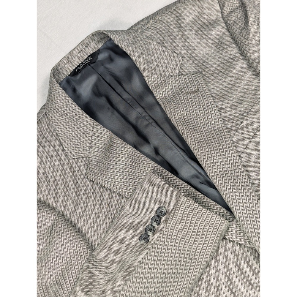 Jos A Bank Signature Collection Silk Camel Hair Herringbone Gray Mens Blazer 42L
